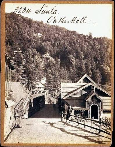 GLIMPSE OF OLD SHIMLA The Mall of SHIMLA in mid 19th century First two photographs taken by Francis Frith In mid 19th century. SHIMLA, queen of hills was declared Summer capital