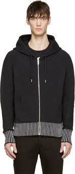 Black And White Striped Zip Up Hoodie Christopher Kane Black White Striped Rib Zip Up Hoodie Hoodies Mens Outfits Hooded Sweatshirts