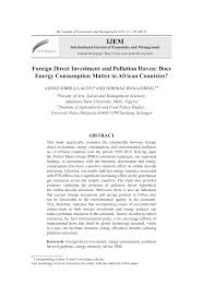 Investment committee of malaysia's investment policies in december 2012. Pdf Foreign Direct Investment And Pollution Haven Does Energy Consumption Matter In African Countries