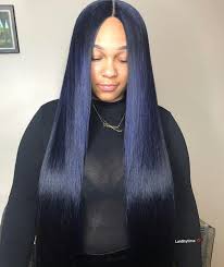 Love His Indigo Blue Hair Color This Style Can Be Achieved By Dyeing Our 613 Platinum Blonde Extensio Indigo Hair African American Hair Texture Dark Blue Hair