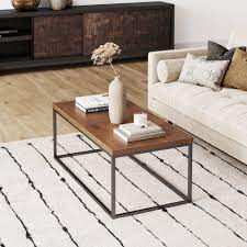 Rustic nature coffee table, aplos large retro wood slabs coffee table with metal legs and storage shelf for living room bedroom kitchen, easy assembly(rectangle). Nathan James Doxa Modern Industrial Wood Coffee Table With Black Metal Box Frame And Dark Walnut Finish Walmart Com Walmart Com