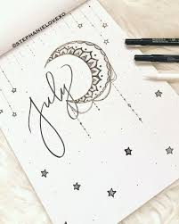 July Bullet Journal Cover Page Stargazer Moon And Stars Bulletjournal Moon Stars Bullet Journal Writing Bullet Journal Month Bullet Journal Cover Page