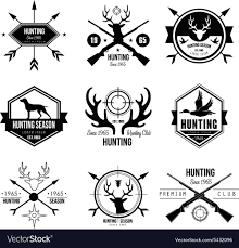 Badges Labels Logo Design Elements Stock Vector Handmade Hunting Authentic Hand Drawn Graphics Download A Free Preview Or H Logo Design Adventure Logo Hunting