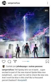 No aranhaverso de burn book, seguida por 244523 pessoas no pinterest. Homem Aranha 3 Jamie Foxx Ira Retornar Ao Papel De Electro No Filme Com Tom Holland Cinema Com Rapadura
