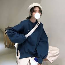 パーカー 裏起毛 ラウンドネック 長袖 ランタンスリーブ tシャツ トップス 上着 カジュアル ゆったり 韓国風 m l ll カワイイ ブルー パーカー レディース パーカー 長袖