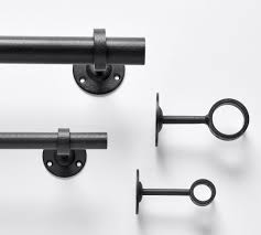 Drapery or curtain rods are available in single and double options. Cast Iron Black Curtain Rod Wall Bracket Pottery Barn