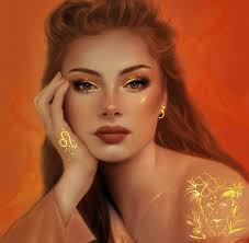 Zodiac ~ Leo, girl, leo, lion, golden, art, tattoo, orange, zodiac,  fantasy, HD wallpaper