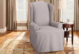 cotton duck one piece wing chair slipcover relaxed fit 100 cotton machine washable in 2021 slipcovers for chairs wing chair sure fit slipcovers