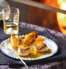 Saint Jacques Roties Et Endives Braisees A L Orange 5 05 Recette Alimentation Endives Braisees Roti