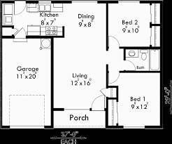 Ranch Duplex House Plan Covered Porch 2 Bedroom 1 Bath 1 Garage Duplex House Plans Duplex House House Plans