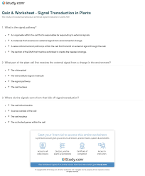 Quiz Worksheet Signal Transduction In Plants Study Com