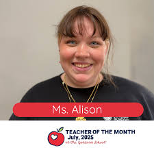 💕Way to go, Ms. Alison! We are jumping with joy to celebrate Ms. Alison as  our July Teacher of the Month! She joined our school as a Resource Teacher  to continue her