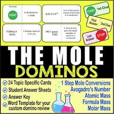 The Mole Basics Domino Review 24 Cards Answer Sheets Key Chemistry Activities Chemistry Lessons Teaching Chemistry
