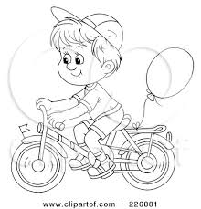 Free printable template with caillou riding a bike coloring page for little boys and girls and not only. Coloring Page Outline Of A Boy Riding A Bike With A Balloon Attached Posters Art Prints By Interior Wall Decor 226881
