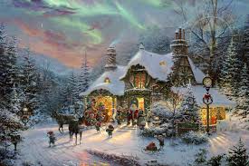Christmas animations and graphics of ornaments, santa, elves, candy canes, holly, reindeer, ribbons, presents, carolers, candles, toys, trees and free christmas animations and christmas graphics. Thomas Kinkade Christmas Images Posted By Michelle Simpson