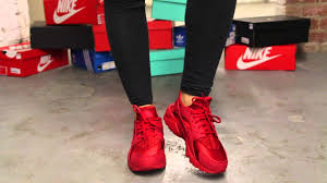 See more ideas about nike huarache, nike, huaraches. Women S Nike Air Huarache Run Triple Red On Feet Video At Exclucity Youtube