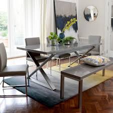 Glass and stainless steel dining table from crate & barrel. Attra Gloss Extending 6 10 Seater Dining Table Brushed Steel Leg Stone Dwell