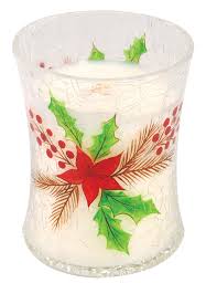 Christmas Cake Medium Woodwick Crackle Glass Candle
