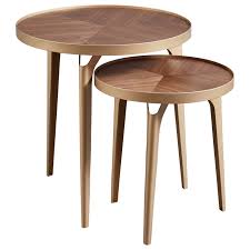 Amazon Brand Rivet Mid Century Nesting Metal Side Table Set Of 2 Brass And Walnut Lavorist Metal Side Table Side Table Wood Modern Nesting Coffee Tables