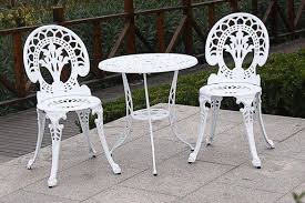 Aluminium Bistro Set With A Powder Coated Finish In White This Bistro Set Is Perfect For Small Spaces Courtyards And Balco Bistro Set Garden Furniture Bistro