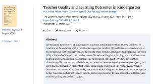 Teacher Quality And Learning Outcomes In Kindergarten Teacher Kindergarten Learning