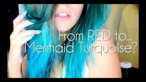 Raven black to blue ombre. From Red To Mermaid Turquoise Hair Dye Tutorial Directions Blonde Wash Youtube