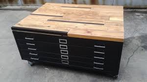 Flat File Coffee Table Industrial Coffee Table Chevron Etsy Flat File Cabinet Flat Files Timber Table