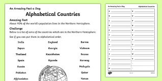 Alphabetical list of world countries and regions. Alphabetical Countries Worksheet Worksheet Worksheet