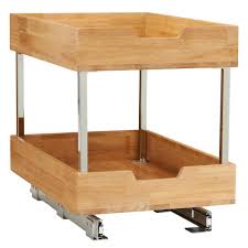 2 tier pull out wood cabinet organizer