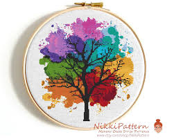 Welcome each season into your home with this beautiful floral wreath done in counted cross stitch. Four Seasons Cross Stitch Pattern Watercolor Art Rainbow Cross Etsy Cross Stitch Tree Cross Stitch Patterns Modern Cross Stitch Patterns
