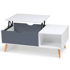 Ronde, carrée ou triangulaire, pour un salon haut de gamme. Table Basse Plateau Relevable Scandinave Blanche Et Grise Effie Id Market