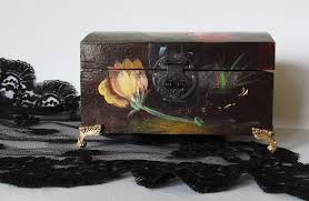 Black Tole Painted Jewelry Box Victorian Gothic Decor Painted Jewelry Boxes Victorian Gothic Decor Painting