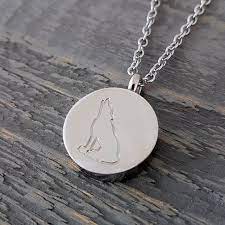 Howling Wolf Silhouette Circle Urn Pendant Necklace Solid Etsy Pendant Wolf Silhouette Urn Pendant