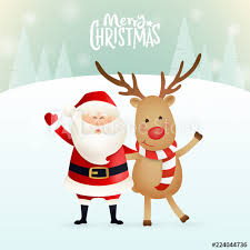 Santa claus's reindeer christmas eve norad tracks santa, christmas christmas moon transparent background element material, santa claus with deer png clipart. Merry Christmas Greeting Card Design With Cute Santa Claus And Reindeer Cartoon Character Buy This Stock Vector And Explore Similar Vectors At Adobe Stock Adobe Stock