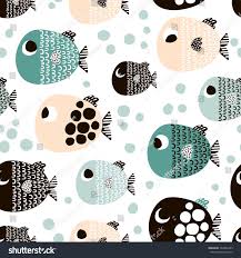 seamless pattern with cartoon fishes scandinavian childish texture for fabric textile vector background 站酷海洛 正版图片 视频 字体 音乐素材交易平台 shutterstock中国独家合作伙伴
