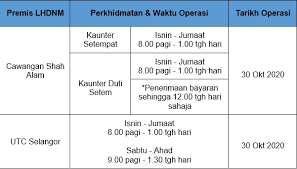 Perkhidmatan kaunter multimedia di aras 3 akan ditutup 15 minit lebih awal daripada waktu perkhidmatan kaunter utama dan perpustakaan. Operasi Menara Hasil Bangi Cawangan Shah Alam Utc Selangor Dibuka Semula