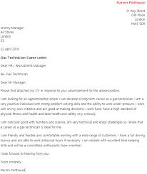 Gas Technician Cover Letter Example Icover Org Uk
