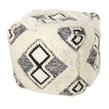 Black And White Ottoman Pouf Amazon Com Whw Whole House Worlds Fringy Big Boho Ottoman Pouf Cotton Wood And Beans Black And White Tribal Cube 19 In 2020 Boho Ottomans Pouf Ottoman Square Pouf