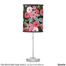 Chic Floral Table Lamp Hand Drawn Flowers Shade Lamp Stylish Interiors Floral