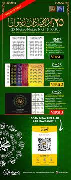 Jumlah nabi yang diutus oleh allah swt. Khat 25 Nama Nama Nabi Rasul Set Kaligrafi
