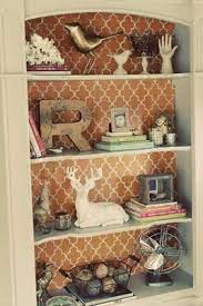 If you want a modern interior look for your compact room, you can go with this impressive shelves ideas for interior home design. The Back Is Spray Painted Cardboard And A Stencil Home Diy Home Decor Bookcase Decor