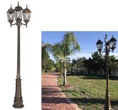 Aluminum light poles off the advantage of being lightweight, easy to machine and also provide natural rust resistance. Yard Garden Outdoor Living Items 3 Light 96 Lamp Post Light Large Outdoor Lighting Pole Fixture Street Lantern Home Garden