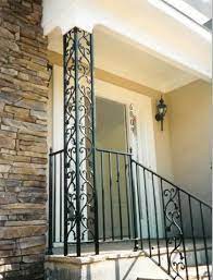 A wide variety of wrought iron supports options are available to you, such as pressure treated wood type, feature, and service. Add Curb Appeal To Your Midcentury Home With Ornamental Metal Porch Columns 3 Sources For This Old School Product Wrought Iron Porch Railings Porch Columns Exterior Stairs