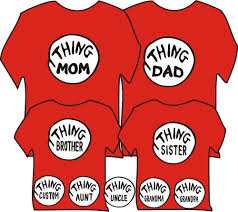 What are the things in the dr seuss shirts? Thing Mom Dad Grandma Grandpa Brother T Shirt Dr Seuss Thing 1 Thing 2 Custom Gildanhanes Basictee Mom And Dad Brother Sister Seuss
