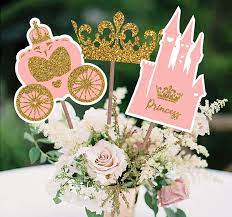 Amazon Com Little Princess Crown Pink And Gold Princess Centerpiece Sticks For Girl Baby Shower Or Birthday Party Decor Table Topper Decorations Kit Set Of 15 Toys Games