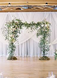 This One Is More Full But Looser In The Greenery Design With Florals Asym Wedding Ceremony Backdrop Indoor Ceremony Backdrop Indoor Wedding Ceremony Backdrop
