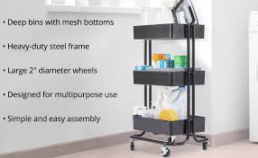 Maybe you would like to learn more about one of these? Amazon Com Seville Classics 3 Tier Rolling Steel Bin Kitchen Trolley With Wheels Black Utility Storage Cart 16 7 W Everything Else