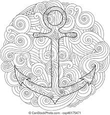 Collection of anchor coloring page (21). Coloring Page With Anchor In Wave Mandala Zentangle Inspired Doodle Style Square Composition Coloring Book For Adult And Canstock