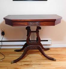 Imperial Grand Rapids Duncan Phyfe Style Mahogany Lyre Pedestal Console Table Table Console Table Furniture