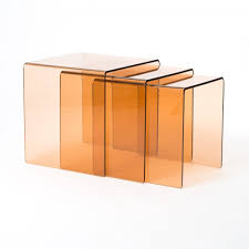 Transparent Acrylic Nesting Tables In Orange Brown 1970s Nesting Tables Luxury Kitchen Design Acrylic Table